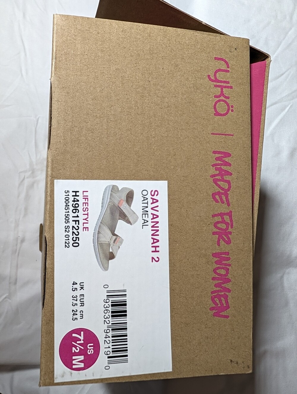 Ryka Light Beige Casual Sandals with Pink Accent size 7.5 - Picture 2 of 3